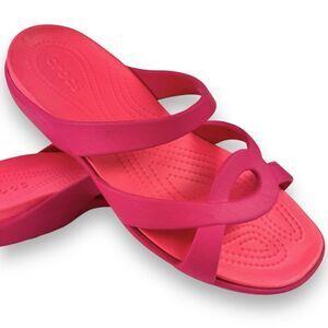 Crocs Meleen Twist Sandals Slides Hot Pink Fuschia Open Toe Women’s 11